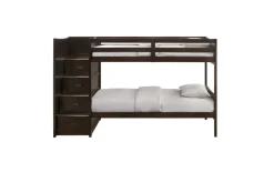 Kids Mor Furniture Sami Bunk Bed W/ Storage Steps In Espresso, Twin/Twin, Right Facing