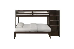 Kids Mor Furniture Sami Bunk Bed W/ Storage Steps In Espresso, Twin/Twin, Right Facing