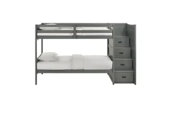 Kids Mor Furniture Sami Bunk Bed W/ Storage Steps In Espresso, Twin/Twin, Right Facing