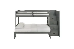 Kids Mor Furniture Sami Bunk Bed W/ Storage Steps In Espresso, Twin/Twin, Right Facing