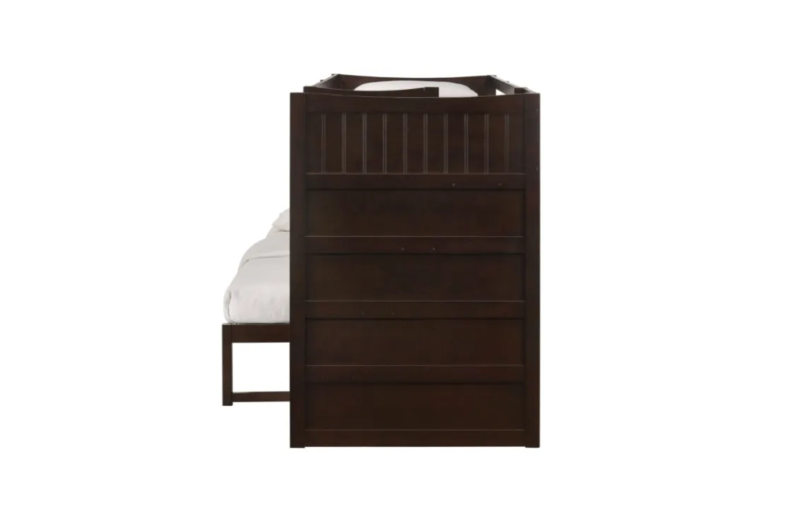 Kids Mor Furniture Sami Bunk Bed W/ Storage Steps In Espresso, Twin/Twin, Right Facing