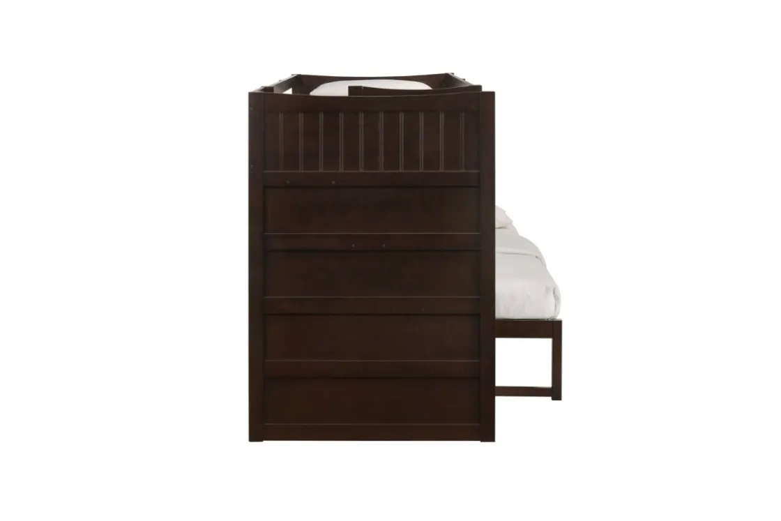 Kids Mor Furniture Sami Bunk Bed W/ Storage Steps In Espresso, Twin/Twin, Right Facing