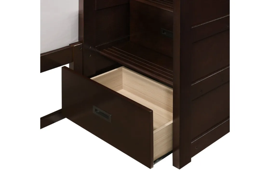 Kids Mor Furniture Sami Bunk Bed W/ Storage Steps In Espresso, Twin/Twin, Right Facing