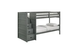 Kids Mor Furniture Sami Bunk Bed W/ Storage Steps In Espresso, Twin/Twin, Right Facing