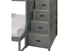 Kids Mor Furniture Sami Bunk Bed W/ Storage Steps In Espresso, Twin/Twin, Right Facing