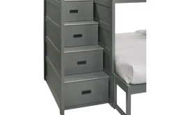 Kids Mor Furniture Sami Bunk Bed W/ Storage Steps In Espresso, Twin/Twin, Right Facing