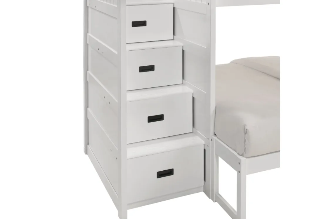 Kids Mor Furniture Sami Bunk Bed W/ Storage Steps In Espresso, Twin/Twin, Right Facing