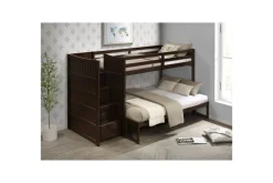 Kids Mor Furniture Sami Bunk Bed W/ Storage Steps In Espresso, Twin/Twin, Right Facing