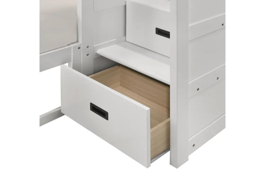 Kids Mor Furniture Sami Bunk Bed W/ Storage Steps In Espresso, Twin/Twin, Right Facing
