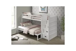 Kids Mor Furniture Sami Bunk Bed W/ Storage Steps In Espresso, Twin/Twin, Right Facing
