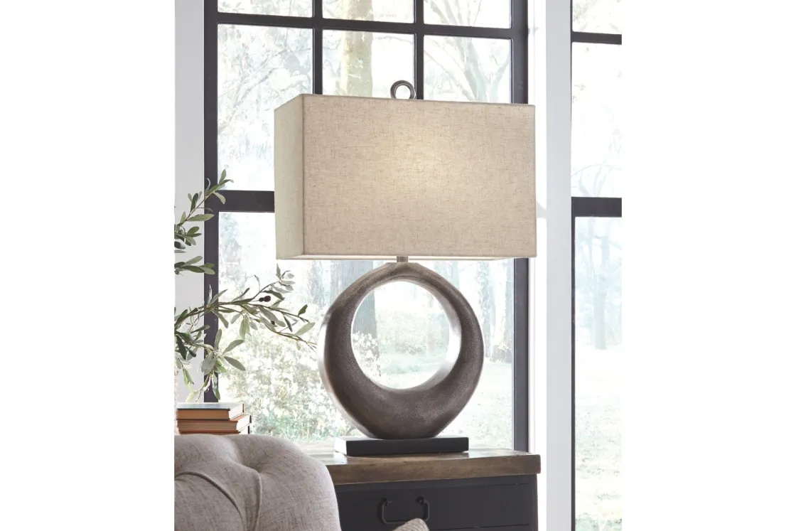 Mor Furniture Saria Metal Table Lamp In Antique Silver Finish