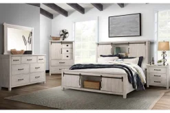 Mor Furniture Scott Storage Bed, Dresser, Mirror & Nightstand In Walnut, Queen