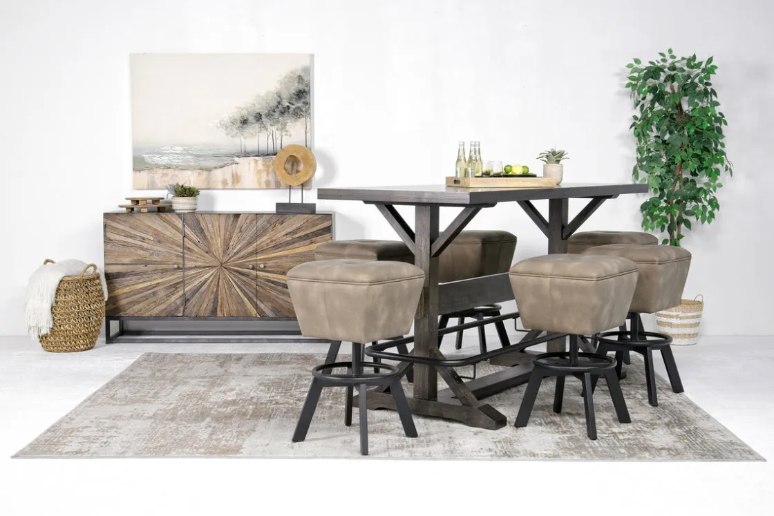 Mor Furniture Sequoia Bar Height Dining Table & 6 Stools In Espresso