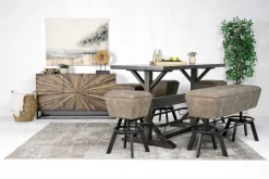 Mor Furniture Sequoia Bar Height Dining Table, 4 Stool & Bench In Espresso