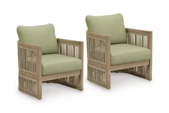 Mor Furniture Serena Shores Outdoor Lounge Chair In Beige/Green, Set Of 2