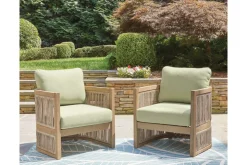 Mor Furniture Serena Shores Outdoor Lounge Chair In Beige/Green, Set Of 2