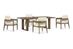 Mor Furniture Serene Bay Outdoor Dining Table & 4 Arm Chairs In Dark Brown