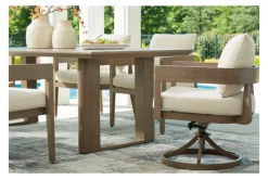 Mor Furniture Serene Bay Outdoor Dining Table & 6 Arm Chairs In Dark Brown