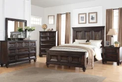 Mor Furniture Sevilla Panel Bed, Dresser, Mirror & Nightstand In Walnut, Queen
