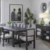 Mor Furniture Shelby Trestle Dining Table, 4 Wood Back Chairs & 2 Upholstered Chairs In Coffee Bean
