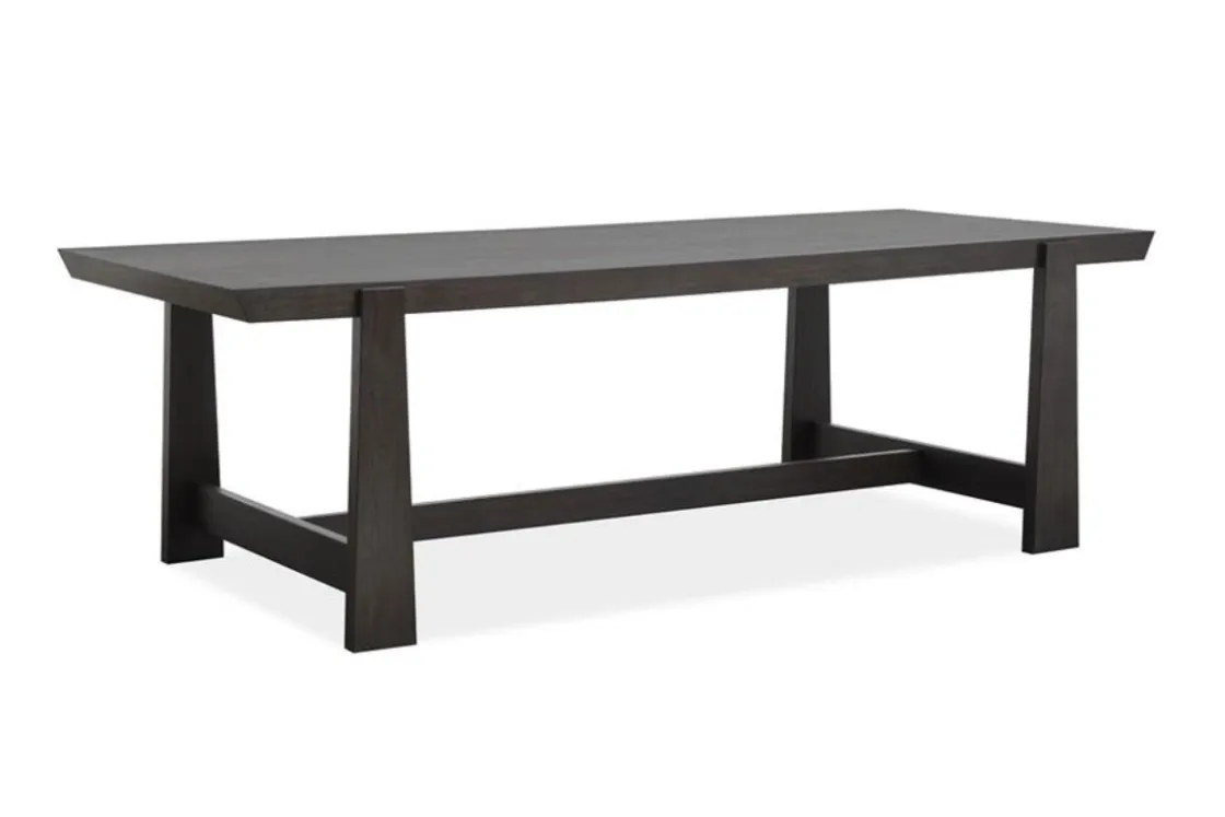 Mor Furniture Shelby Trestle Dining Table, 4 Wood Back Chairs & Bench In Coffee Bean