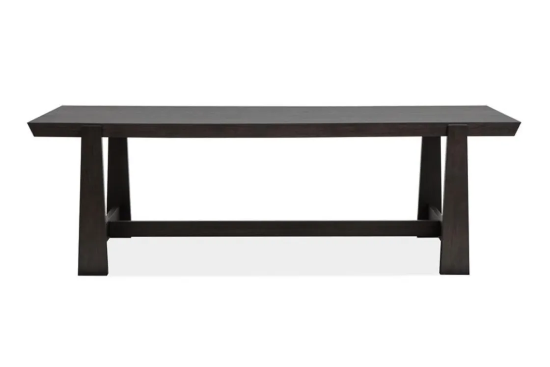 Mor Furniture Shelby Trestle Dining Table, 4 Wood Back Chairs & Bench In Coffee Bean