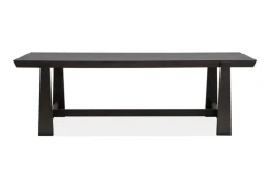 Mor Furniture Shelby Trestle Dining Table, 4 Wood Back Chairs & Bench In Coffee Bean