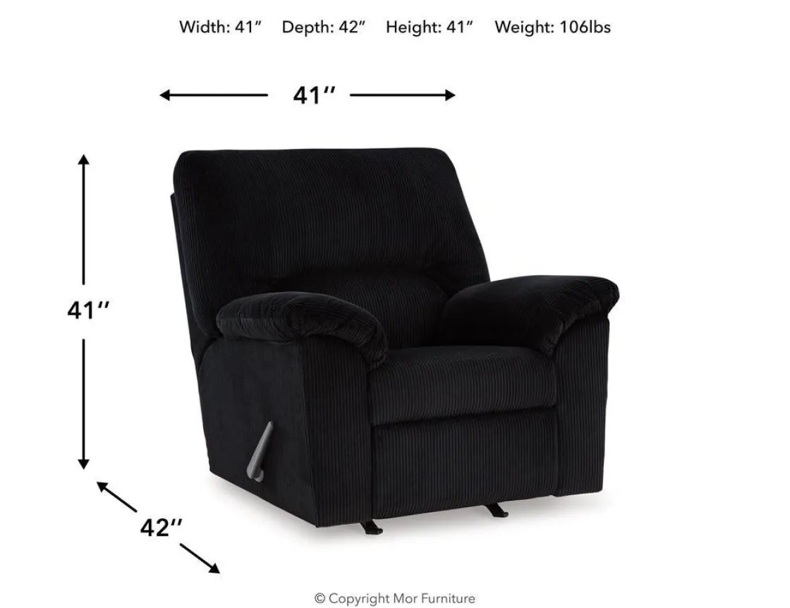 Mor Furniture Simple Joy Rocker Recliner In Onyx