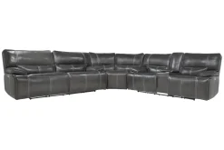 Mor Furniture Sofia 3 Piece 3 Power Sectional In Brown Leather