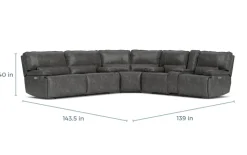 Mor Furniture Sofia 3 Piece 3 Power Sectional In Brown Leather