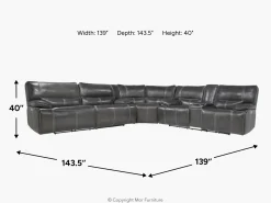 Mor Furniture Sofia 3 Piece 3 Power Sectional In Brown Leather