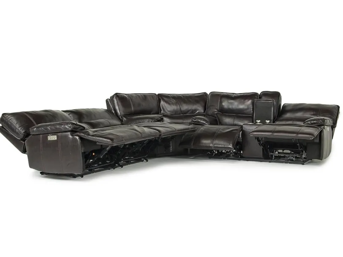 Mor Furniture Sofia 3 Piece 3 Power Sectional In Brown Leather