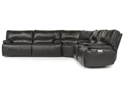 Mor Furniture Sofia 3 Piece 3 Power Sectional In Brown Leather