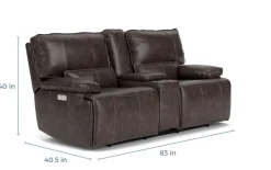 Mor Furniture Sofia 3 Power Console Loveseat In Brown Leather