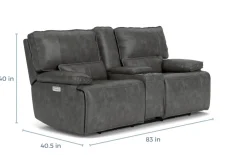 Mor Furniture Sofia 3 Power Console Loveseat In Brown Leather