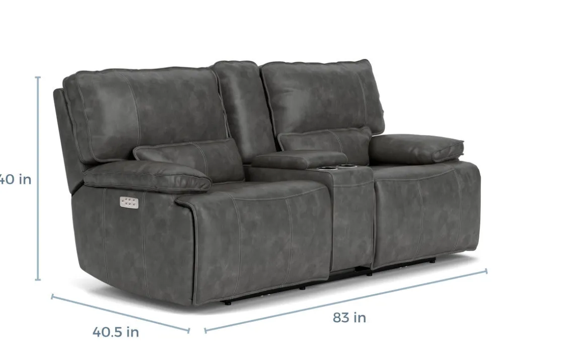 Mor Furniture Sofia 3 Power Console Loveseat In Brown Leather