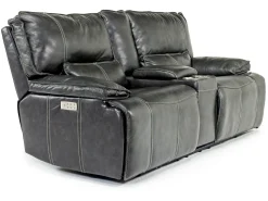 Mor Furniture Sofia 3 Power Console Loveseat In Brown Leather