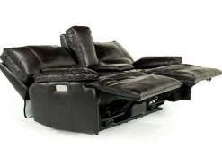 Mor Furniture Sofia 3 Power Console Loveseat In Brown Leather