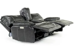 Mor Furniture Sofia 3 Power Console Loveseat In Brown Leather