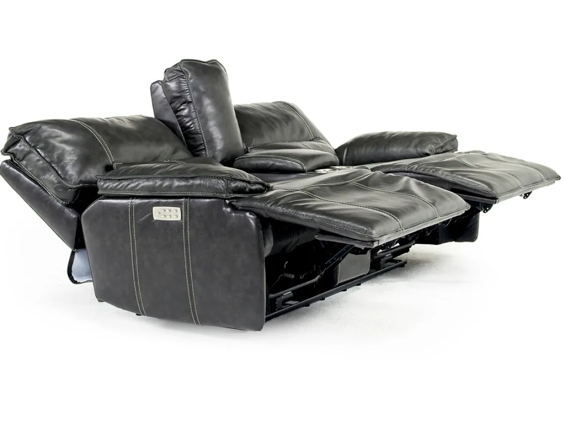 Mor Furniture Sofia 3 Power Console Loveseat In Brown Leather