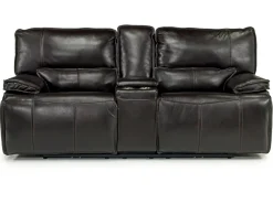 Mor Furniture Sofia 3 Power Console Loveseat In Brown Leather