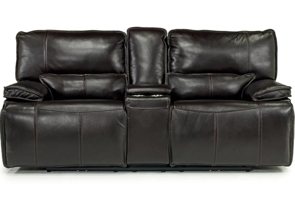 Mor Furniture Sofia 3 Power Console Loveseat In Brown Leather