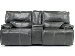 Mor Furniture Sofia 3 Power Console Loveseat In Brown Leather