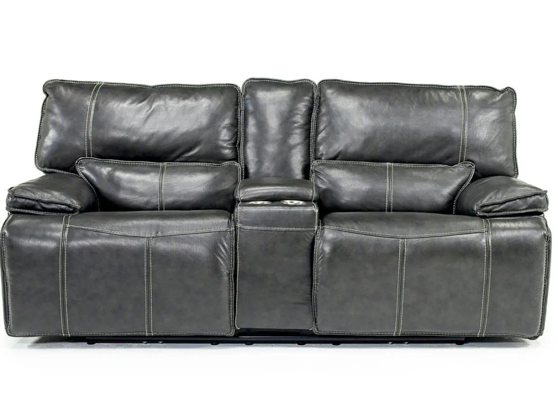 Mor Furniture Sofia 3 Power Console Loveseat In Brown Leather