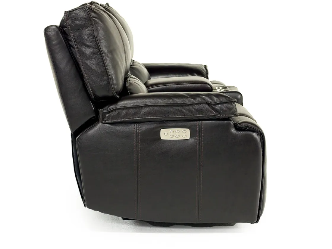 Mor Furniture Sofia 3 Power Console Loveseat In Brown Leather