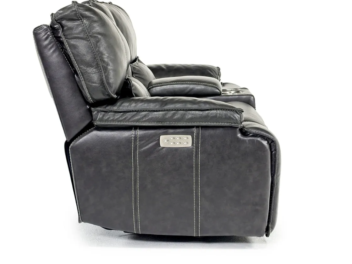 Mor Furniture Sofia 3 Power Console Loveseat In Brown Leather