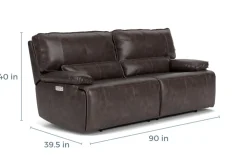 Mor Furniture Sofia 3 Power Sofa In Brown Leather