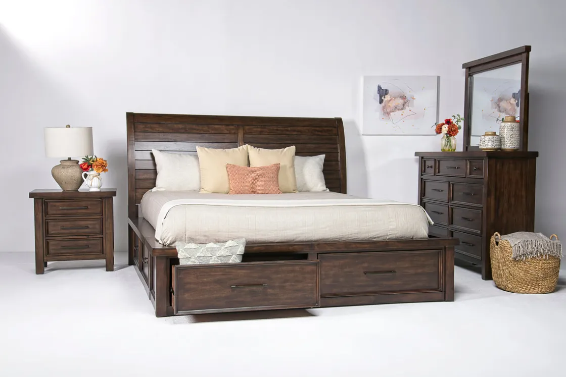 Mor Furniture Sonora Sleigh Bed W/ Storage In Brown, Queen
