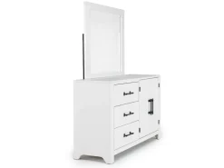 Mor Furniture St Regis Panel Headboard, Dresser, Mirror & Nightstand In White, Twin