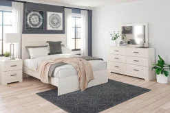 Mor Furniture Stelsie Panel Bed, Dresser, Mirror & Nightstand In Gray, Full